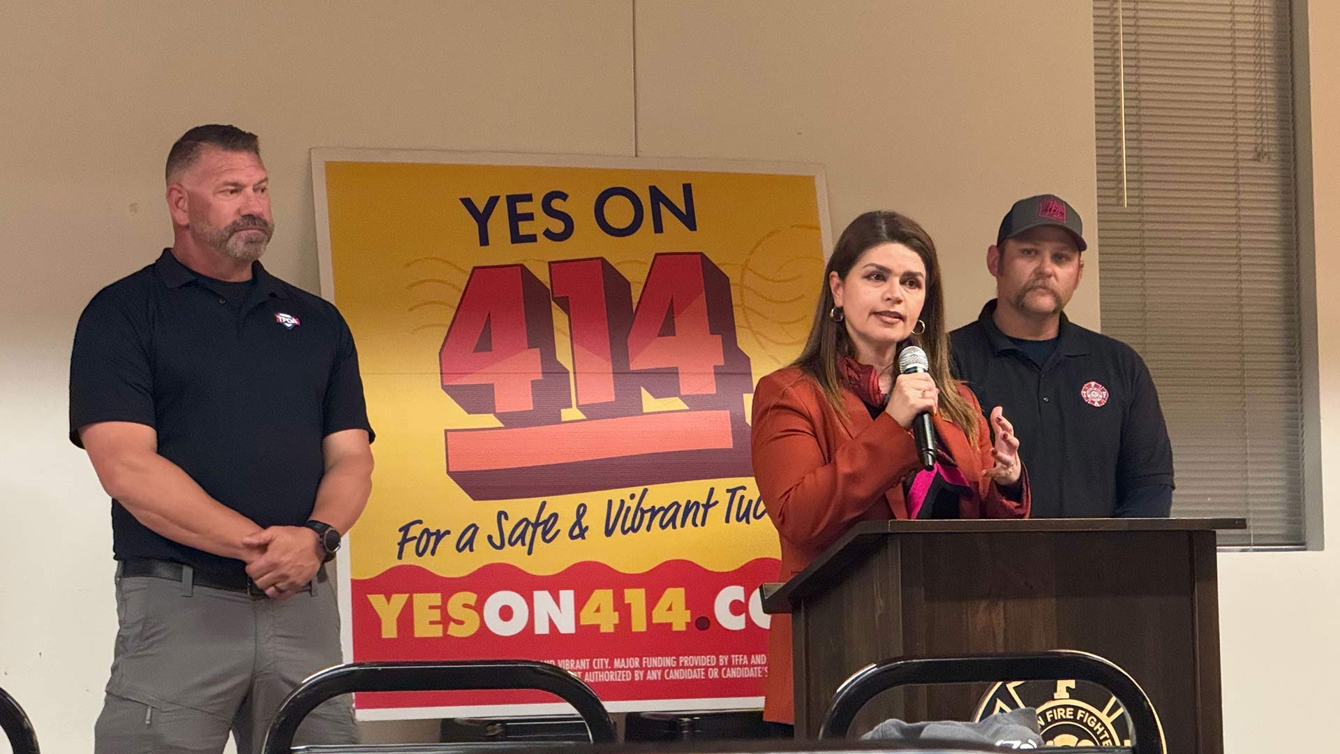 Tucson Mayor Regina Romero speaks to supporters of Prop. 414, shortly after initial voting results showed 69% of Tucson voters rejected a half-cent sales tax increase. 